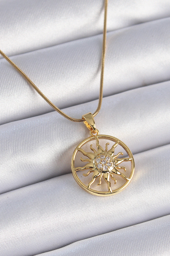 EBJ 316L Stainless Steel Chain Gold Color Sun Model Women's Necklace with Zircon Stone - Huixquilucan