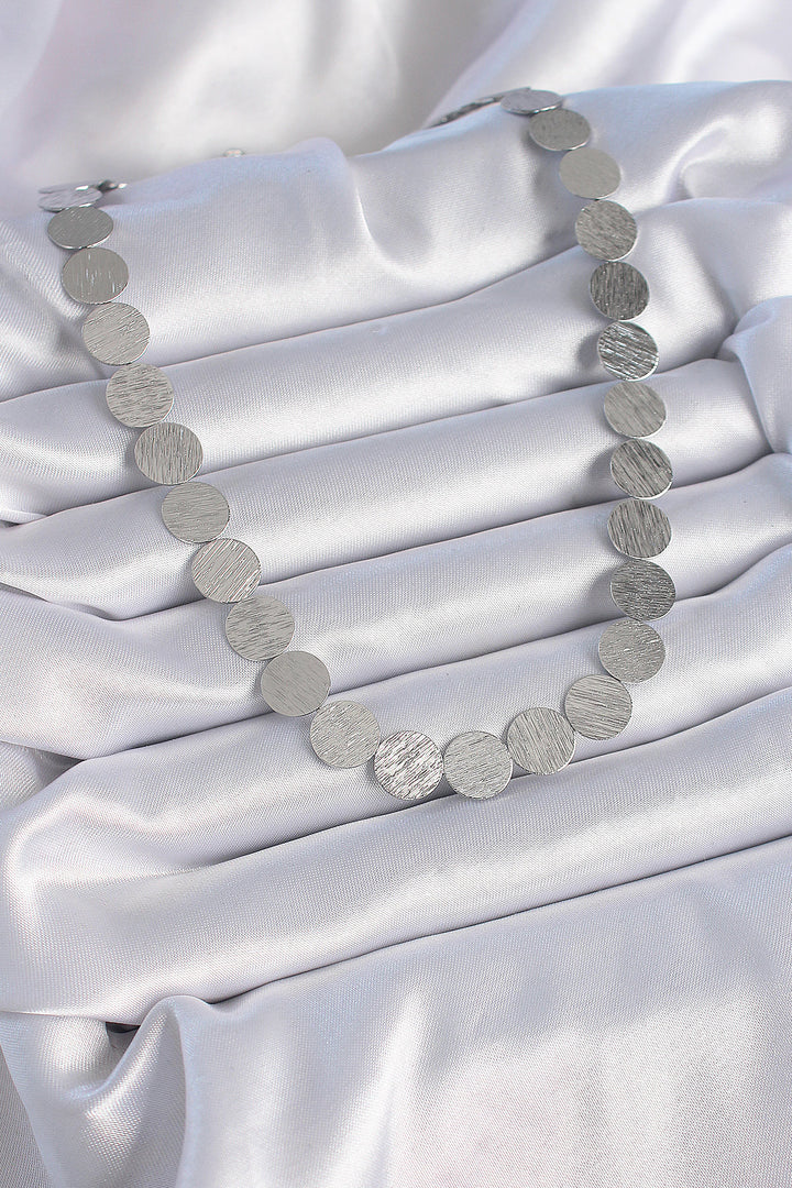 EBJ Rice Silver Color Round Plate Model Women's Necklace - Birmingham
