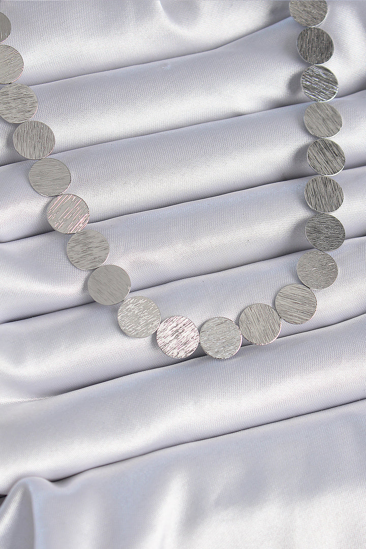 EBJ Rice Silver Color Round Plate Model Women's Necklace - Birmingham