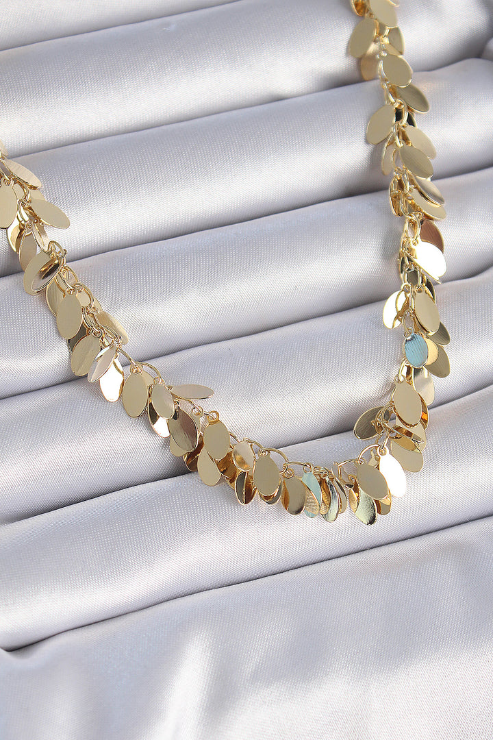 EBJ Rice Gold Color Dangle Leaf Pattern Women's Necklace - Colmenar Viejo