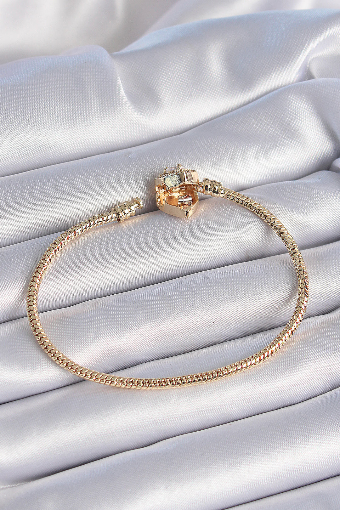 EBJ 316L Steel Chain Gold Color Zircon Stone Heart Charm Model Women's Bracelet - Vaciamadrid