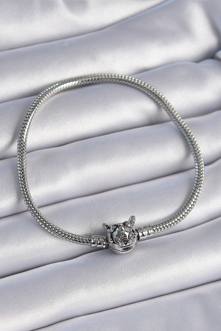 EBJ 316L Stainless Steel Chain Silver Color Motif Figure Charm Model Women's Bracelet - Pátra