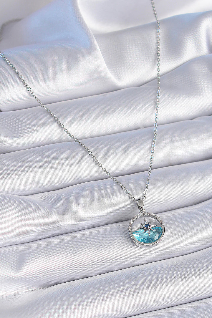 EBJ 316L Stainless Steel Chain Silver Color with Zircon Stone Sea View Polar Star Necklace - Holyoke