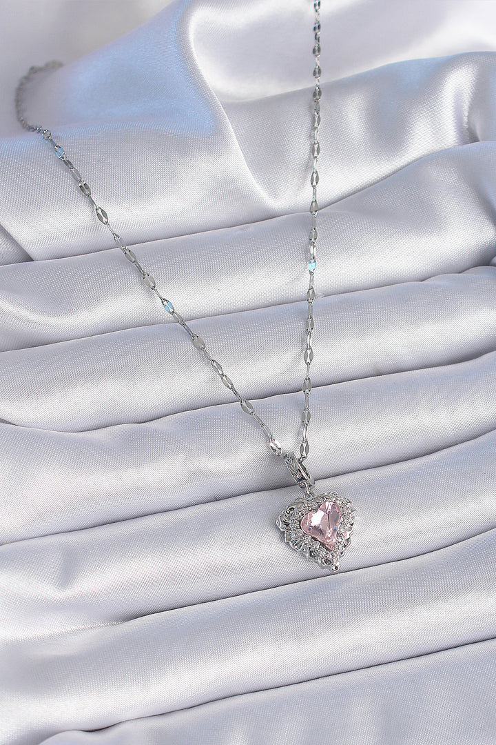 EBJ 316L Stainless Steel Chain Silver Color Zircon Stone Heart Model Women's Necklace - Castrop-Rauxel