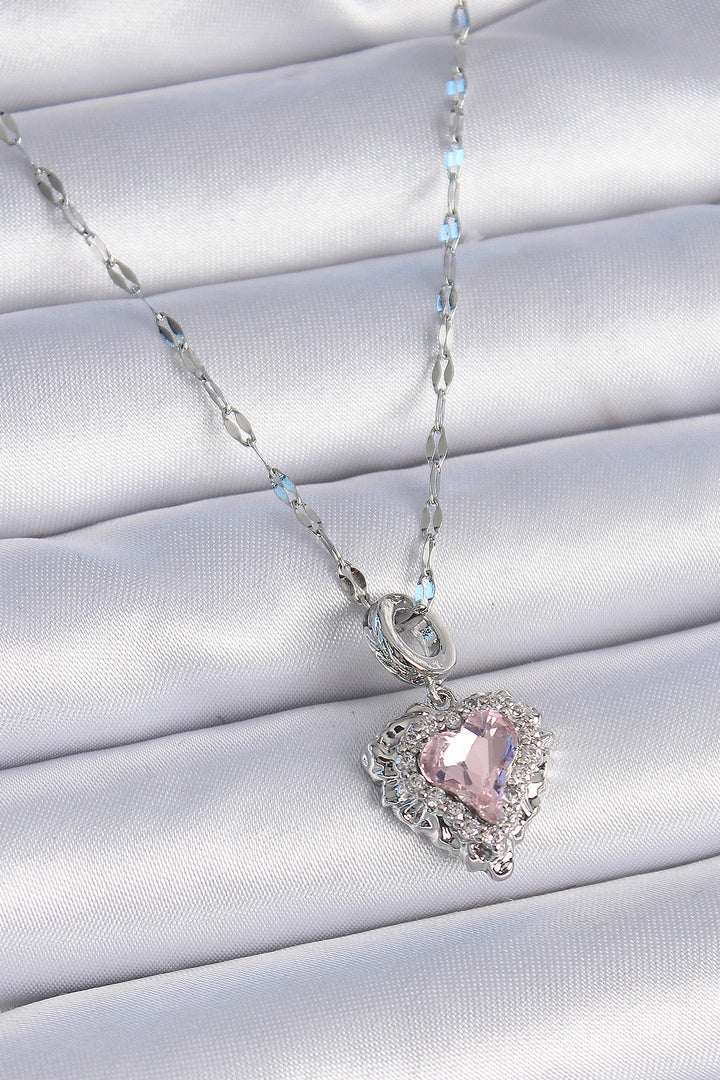EBJ 316L Stainless Steel Chain Silver Color Zircon Stone Heart Model Women's Necklace - Castrop-Rauxel