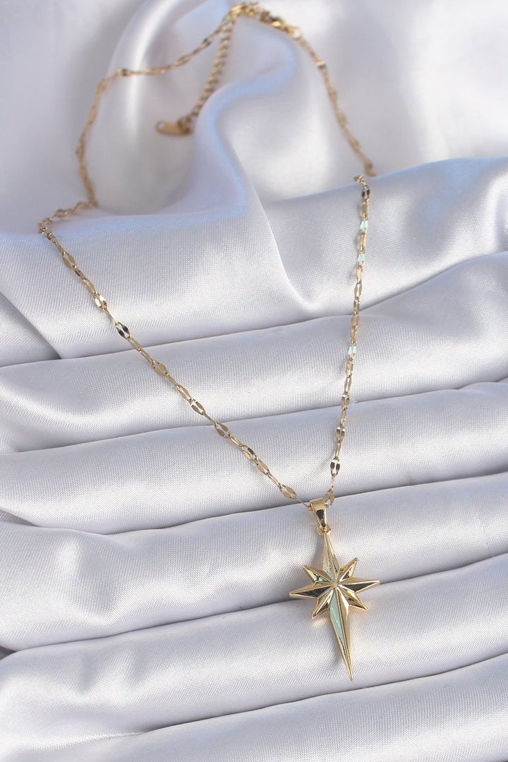 EBJ 316L Stainless Steel Chain Gold Color Pole Star Model Women's Necklace - Yasynuvata