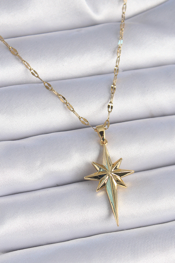 EBJ 316L Stainless Steel Chain Gold Color Pole Star Model Women's Necklace - Yasynuvata