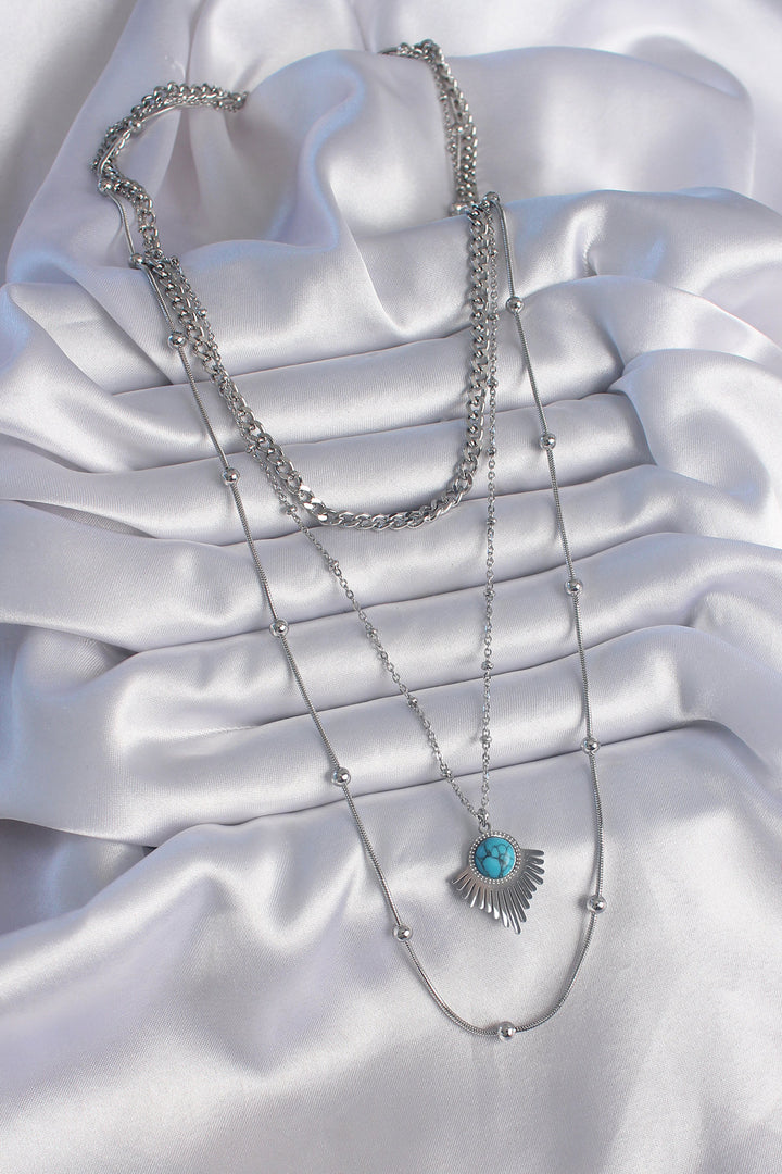 EBJ 316L Stainless Steel Silver Color 3-Piece Chain Pendant Model Women's Necklace - North Highlands