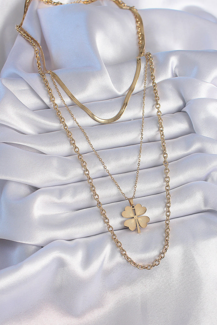 EBJ 316L Steel Gold Color 3-Piece Chain Daisy Model Women's Necklace - Bensheim