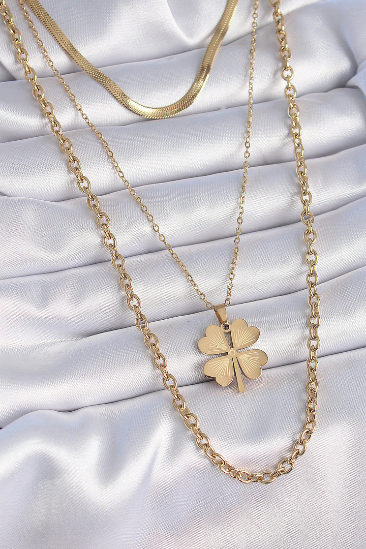 EBJ 316L Steel Gold Color 3-Piece Chain Daisy Model Women's Necklace - Bensheim