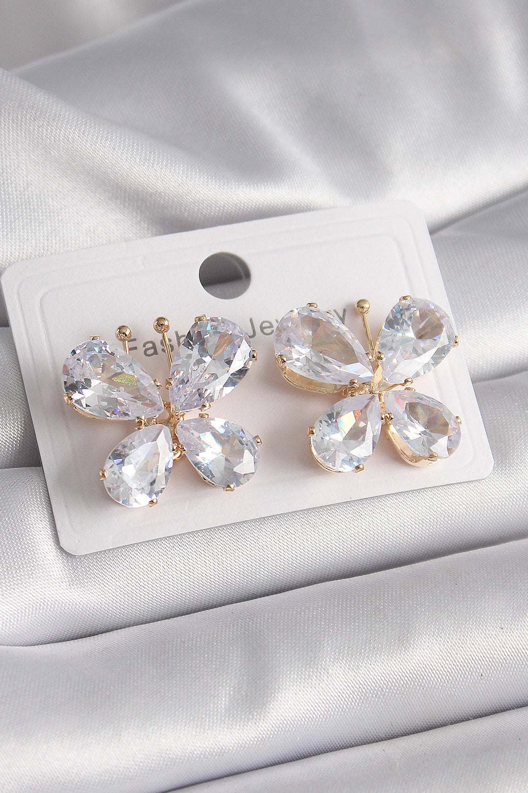 EBJ Rice Gold Color Butterfly Model Women's Earrings with Zircon Stone - Don Benito