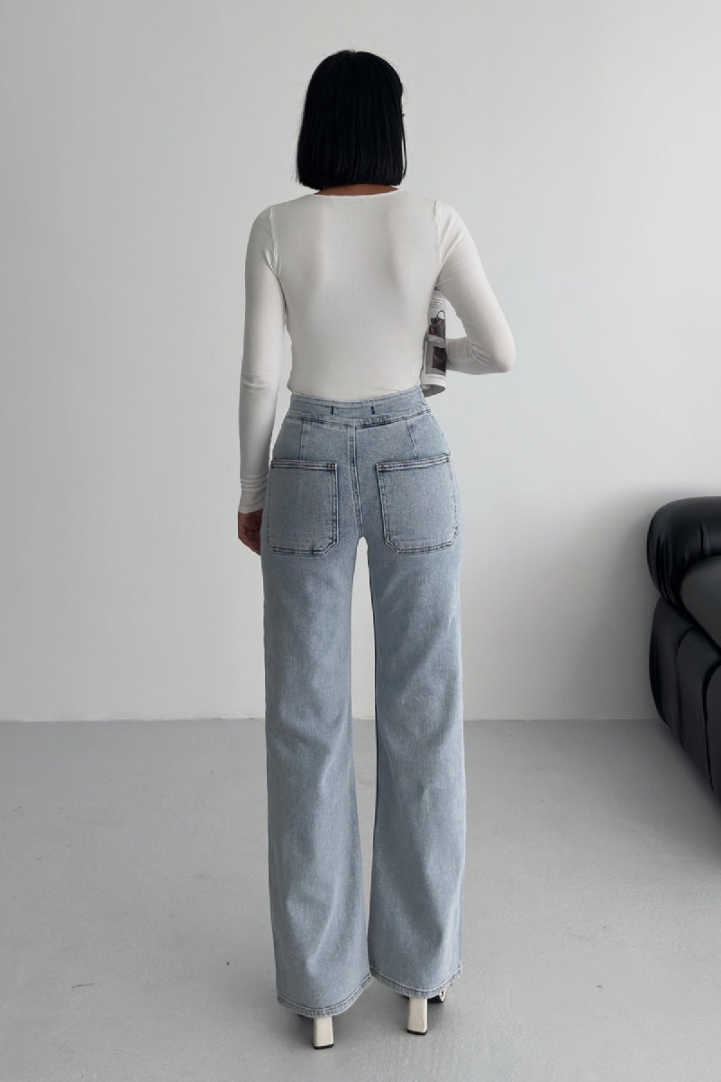 XLJ Wide Leg Jean with Dart and No Pocket Mixed - Waldorf
