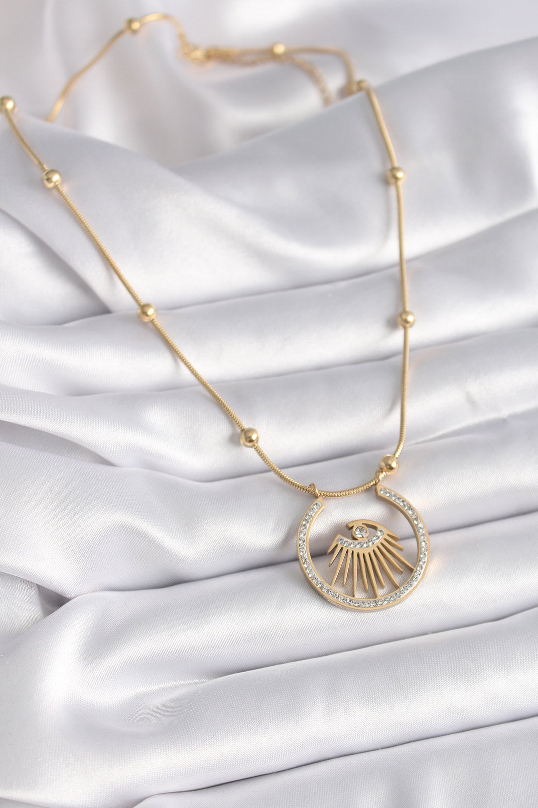 EBJ 316L Steel Gold Color Zircon Stone Eye Model Women's Necklace - Besançon