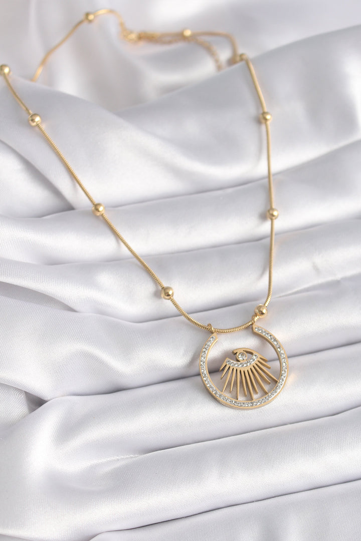 EBJ 316L Steel Gold Color Zircon Stone Eye Model Women's Necklace - Besançon