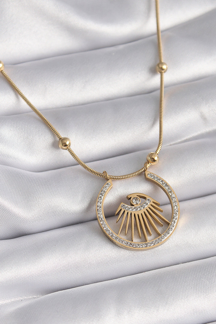 EBJ 316L Steel Gold Color Zircon Stone Eye Model Women's Necklace - Besançon