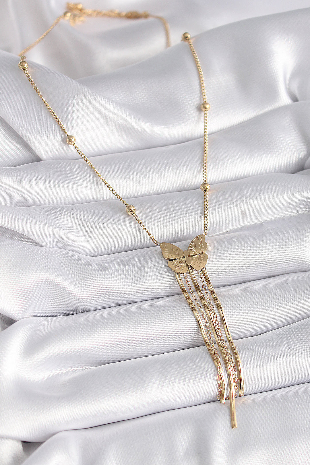 EBJ 316L Steel Gold Color Butterfly Figure Pendant Italian Chain Women's Necklace - Stralsund