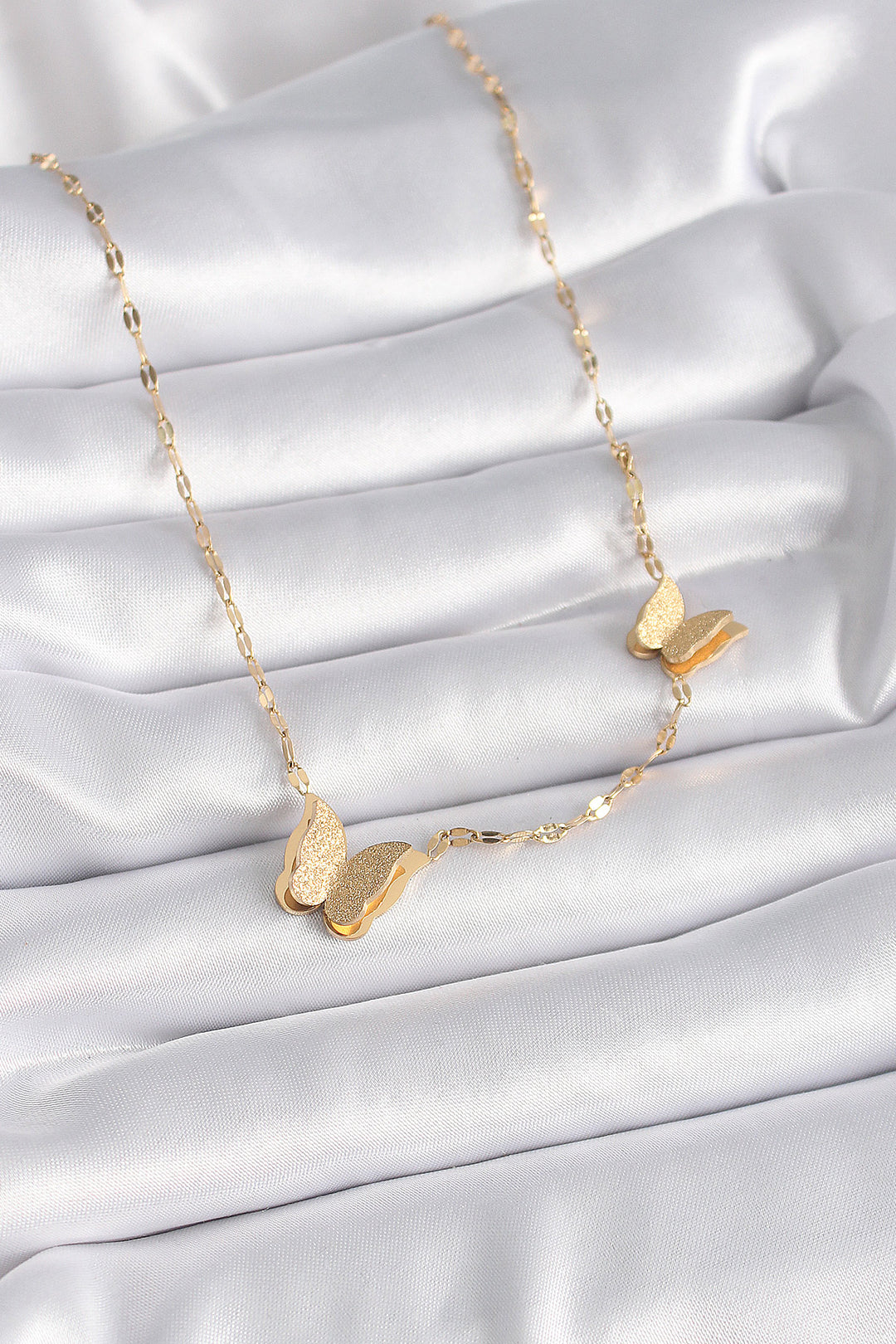 EBJ 316L Steel Gold Color Glitter Butterfly Model Women's Necklace - Issaquah