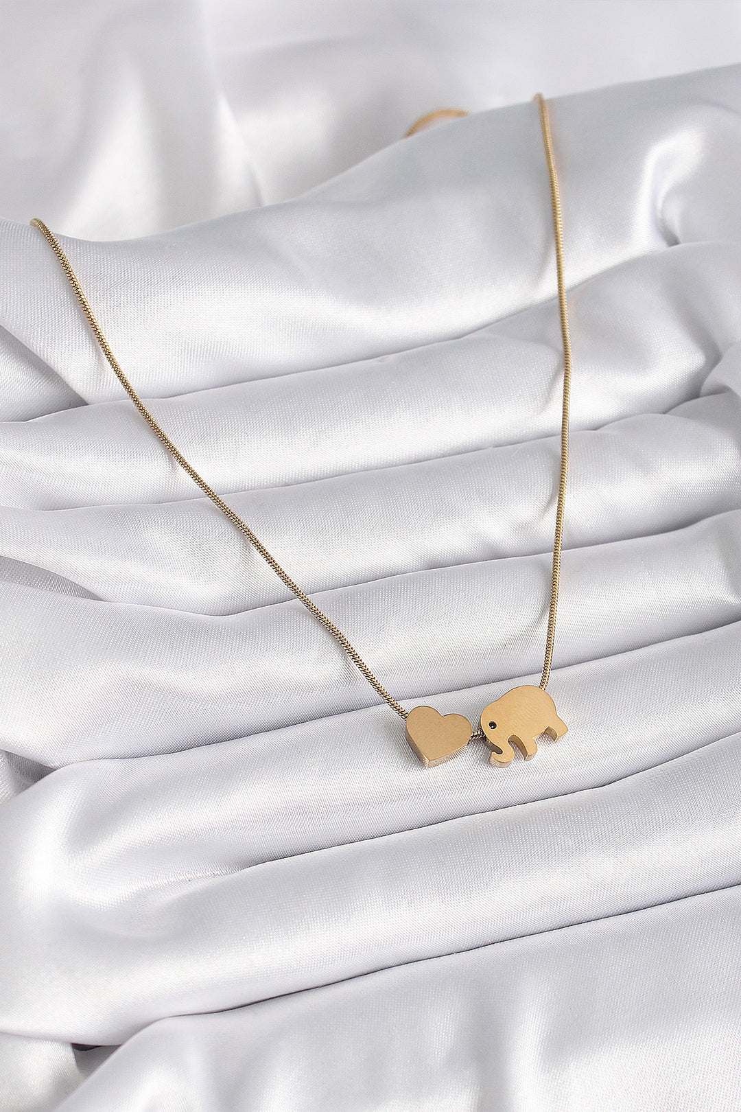 EBJ 316L Steel Gold Color Elephant Heart Shaped Women's Necklace - Sciacca