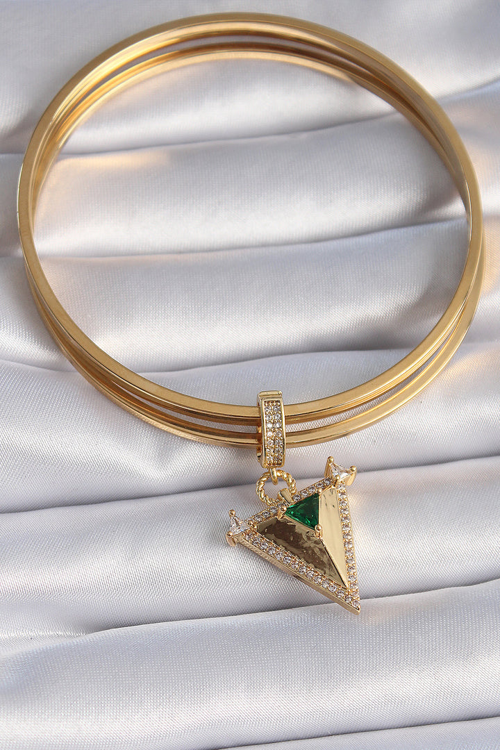 EBJ Rice Gold Color Zircon Stone 3D Triangle Model Ajda Charm - Chemnitz