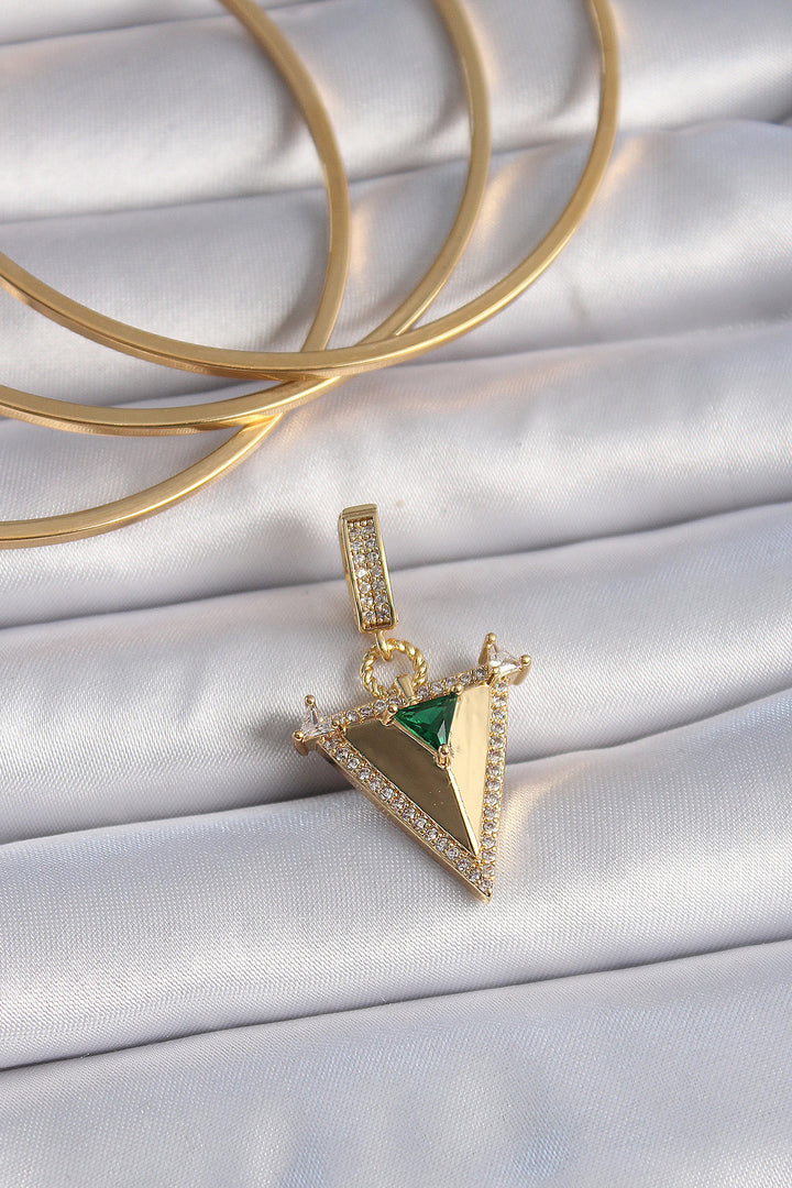 EBJ Rice Gold Color Zircon Stone 3D Triangle Model Ajda Charm - Chemnitz