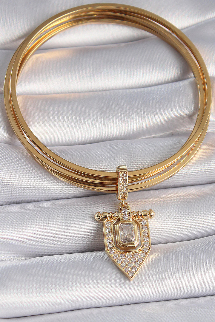 EBJ Rice Gold Color Baguette Zircon Stone Ajda Charm - Goch