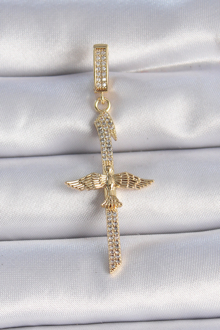 EBJ Rice Gold Color Zircon Stone Detailed Elif Model Phoenix Bird Figure Ajda Charm - Gotha