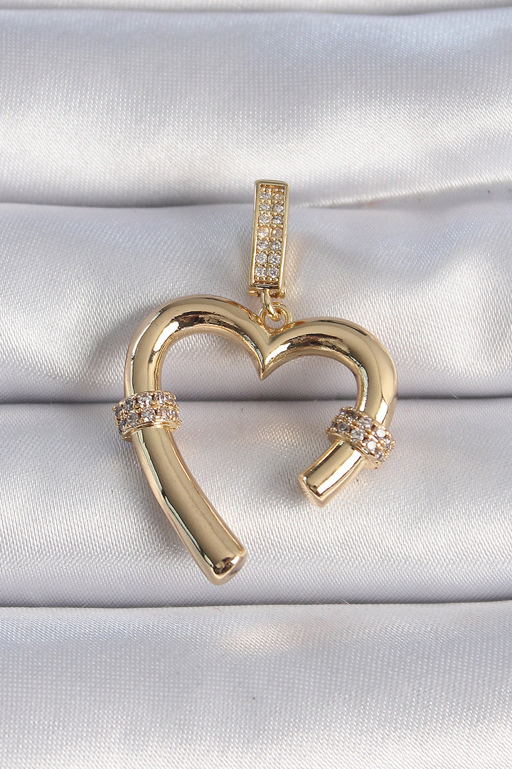 EBJ Rice Gold Color Zircon Stone Detailed Heart Figure Ajda Charm - Cairns