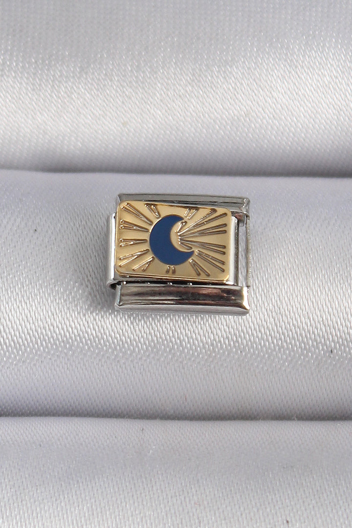EBJ 316L Steel Silver Color Gold Crescent Embroidered Nomination Charm - Accrington