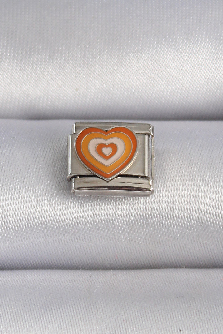 EBJ 316L Steel Silver Color Heart Embroidered Nomination Charm - Frankfurt