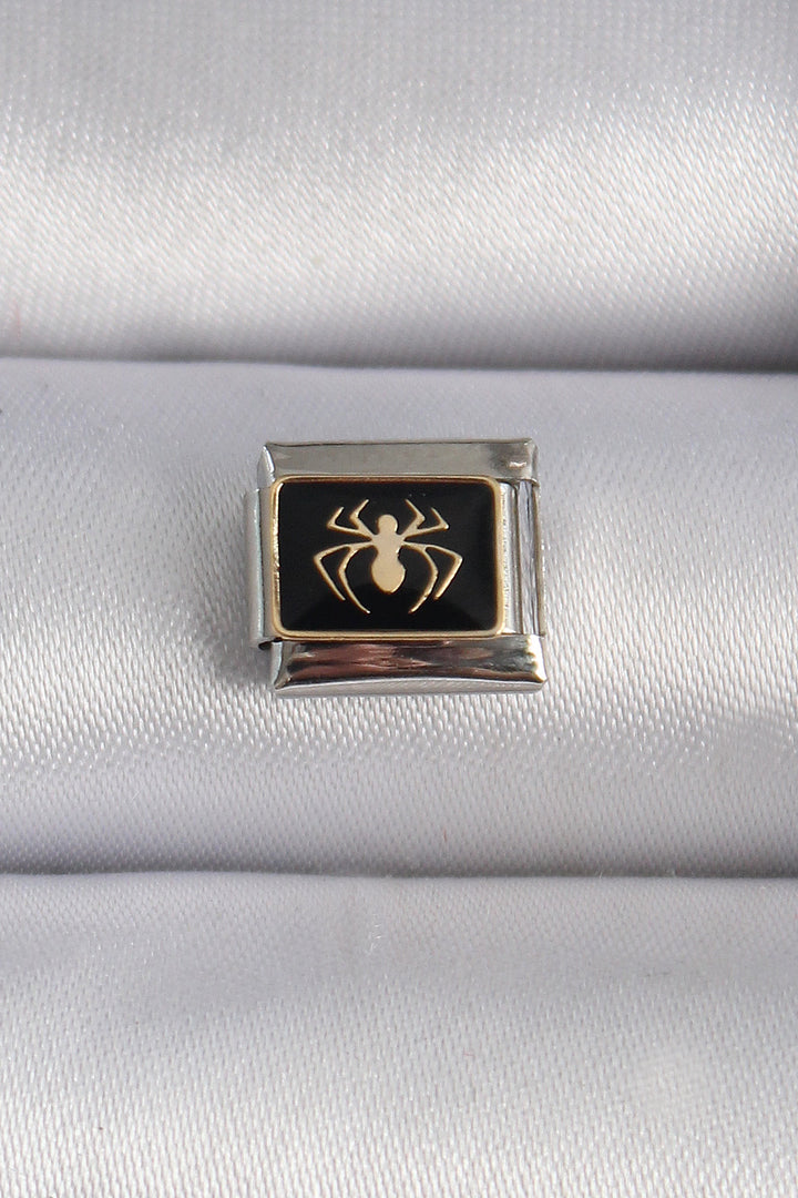 EBJ 316L Steel Silver Color Black Yellow Spider Embroidered Nomination Charm - Whitby