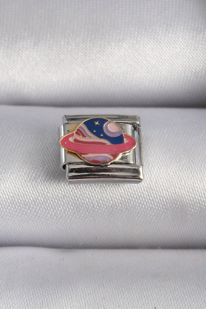 EBJ 316L Steel Silver Color Colorful Saturn Planet Processing Nomination Charm - Jacksonville