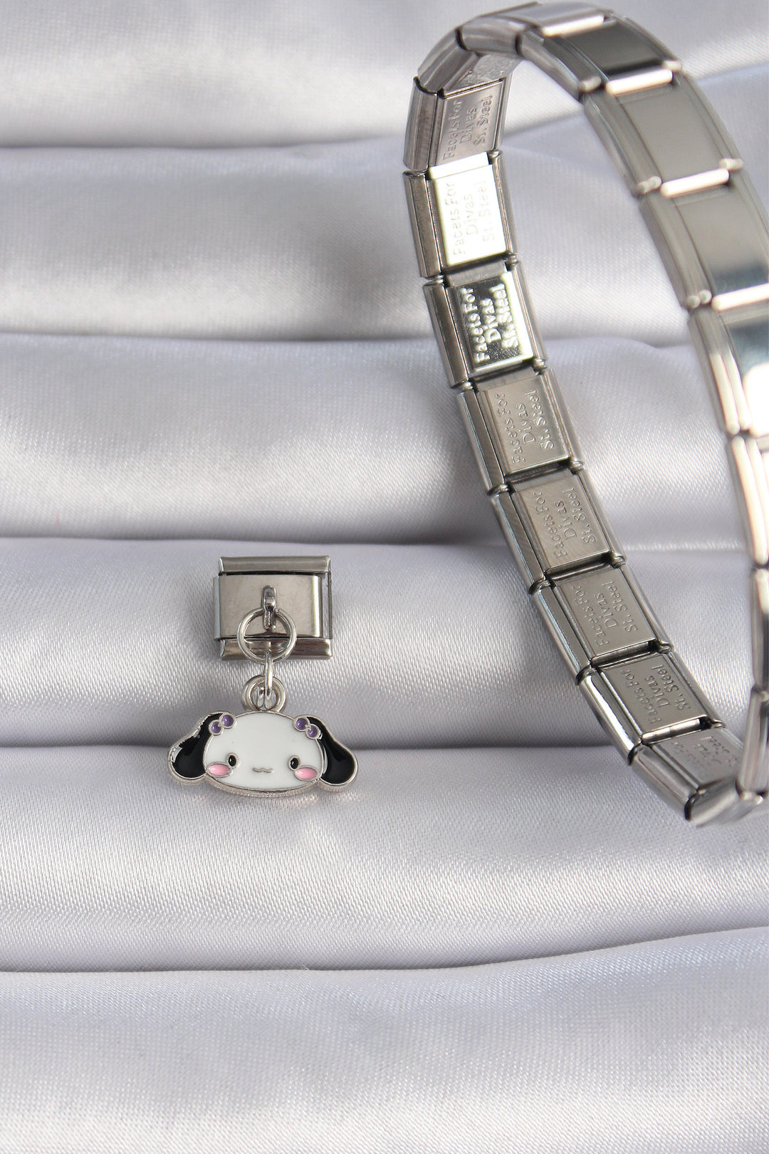 EBJ 316L Steel Silver Color Black White Cinnamon Nomination Charm - Flensburg