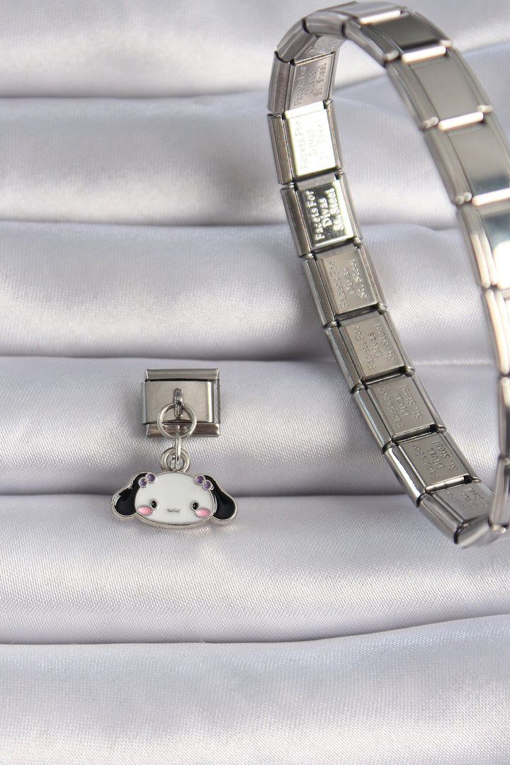 EBJ 316L Steel Silver Color Black White Cinnamon Nomination Charm - Flensburg