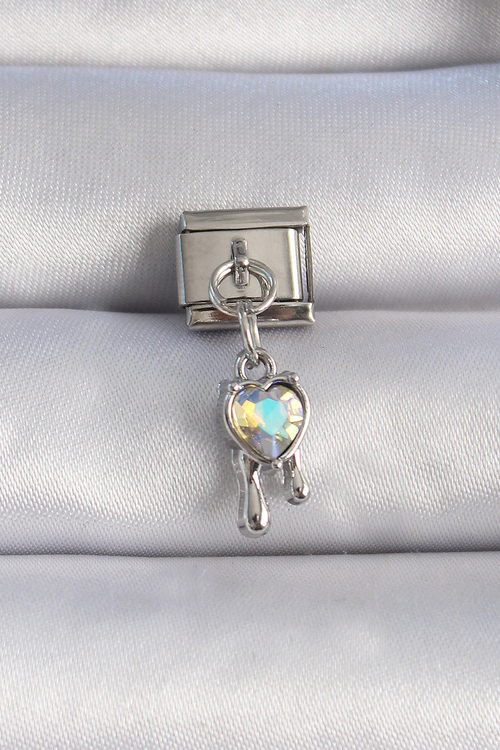EBJ 316L Stainless Steel Silver Color Dangling Zircon Stone Heart Figure Nomination Charm - Tlajomulco de Zúñiga