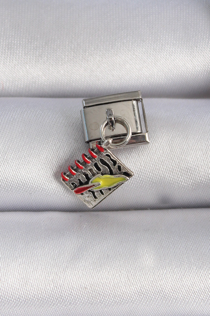 EBJ 316L Stainless Steel Silver Color Dangle Notebook Figure Nomination Charm - Huesca