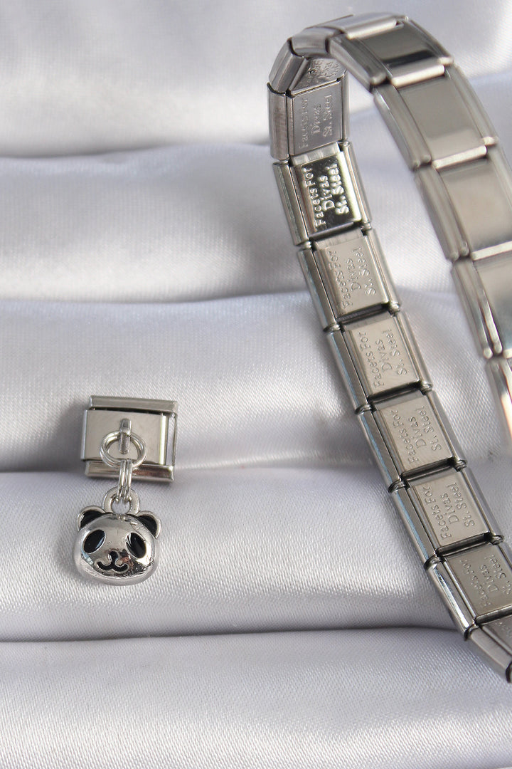 EBJ 316L Steel Silver Color Panda Figure Nomination Charm - Výronas
