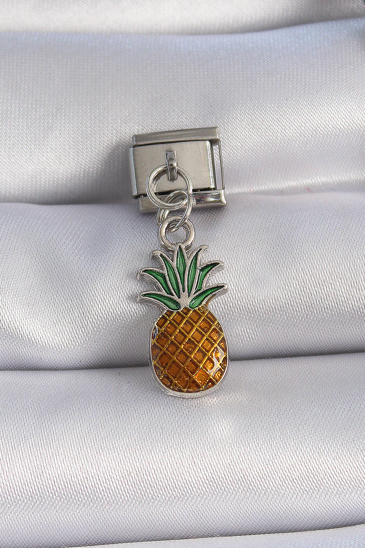 EBJ 316L Stainless Steel Silver Color Dangling Pineapple Figure Nomination Charm - Maidstone