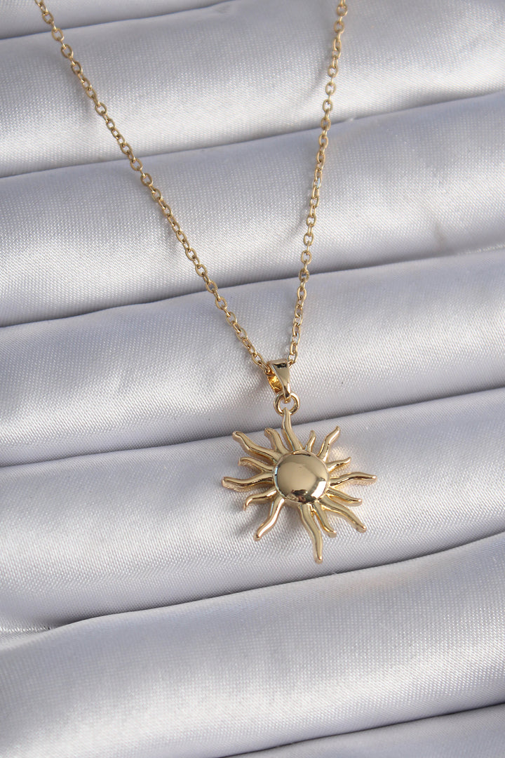EBJ 316L Steel Gold Color Chain Sun Figure Women's Necklace - Trani