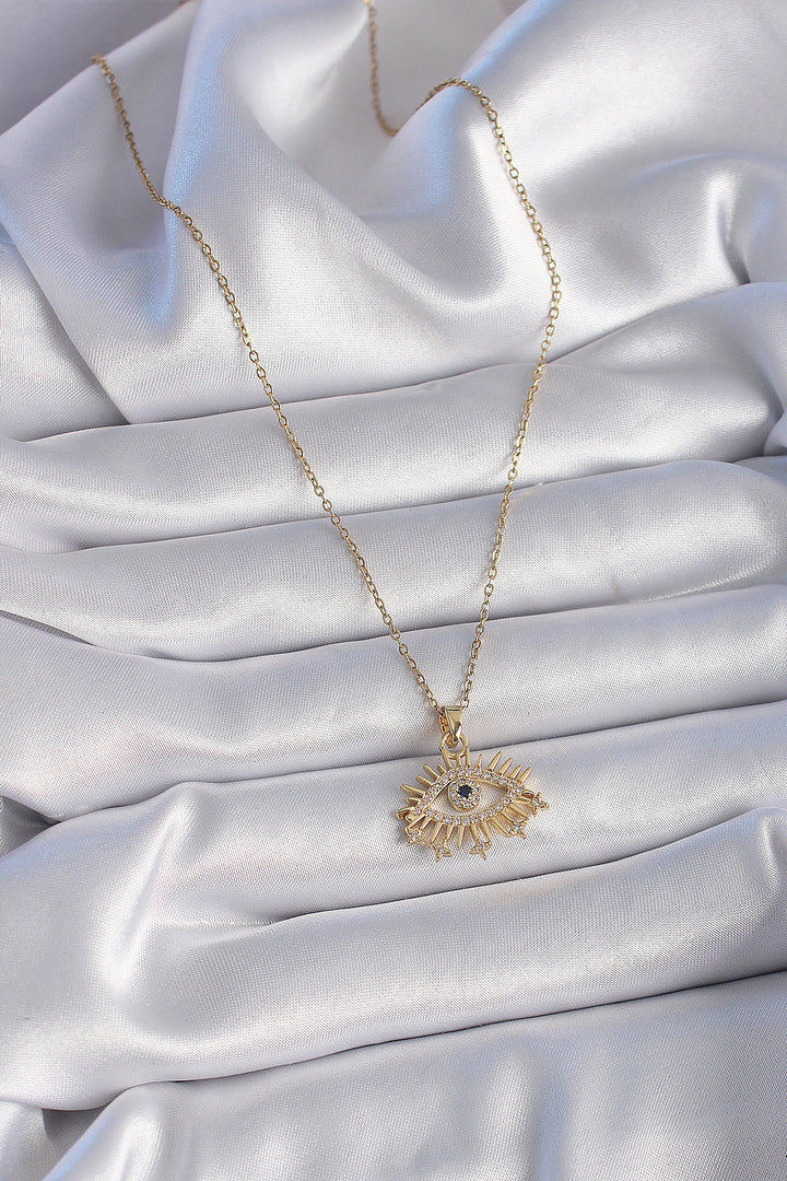 EBJ 316L Steel Gold Color Chain with Zircon Stone Eye Figure Women's Necklace - La Línea de la Concepción
