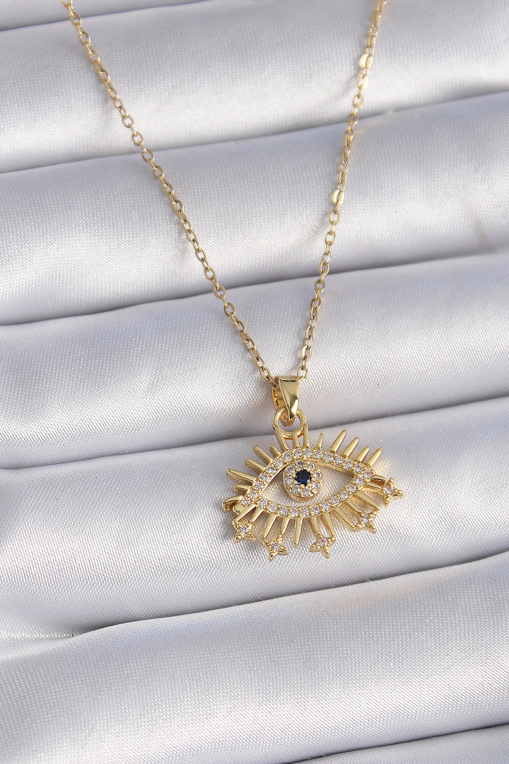 EBJ 316L Steel Gold Color Chain with Zircon Stone Eye Figure Women's Necklace - La Línea de la Concepción