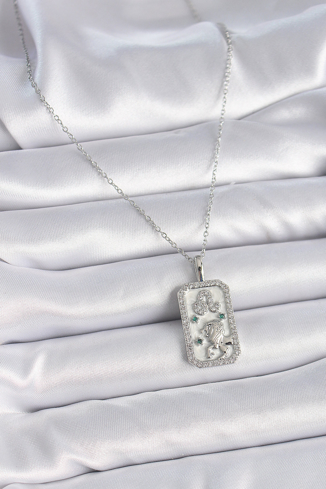 EBJ 316L Stainless Steel Silver Color Chain Leo Sign Necklace with Zircon Stone for Women - Portsmouth
