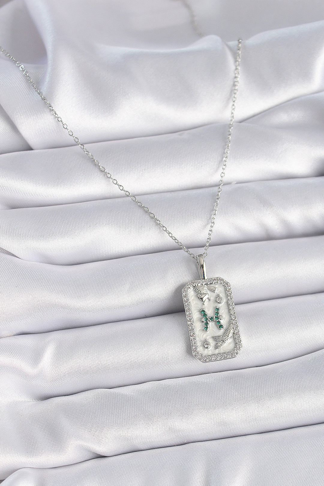 EBJ 316L Stainless Steel Silver Color Chain Pisces Zodiac Necklace with Zircon Stone for Women - Middletown