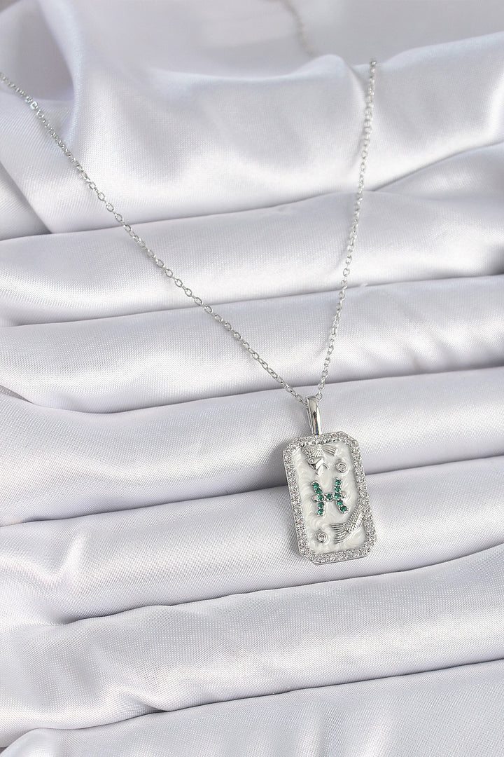 EBJ 316L Stainless Steel Silver Color Chain Pisces Zodiac Necklace with Zircon Stone for Women - Middletown