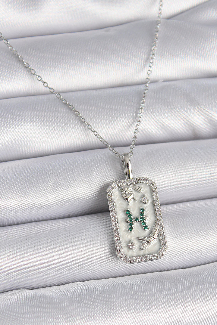 EBJ 316L Stainless Steel Silver Color Chain Pisces Zodiac Necklace with Zircon Stone for Women - Middletown