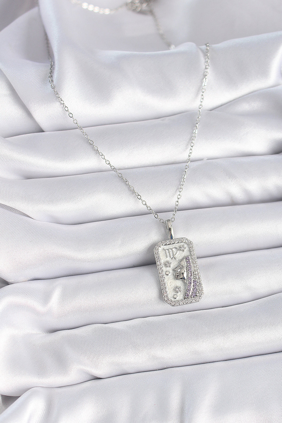 EBJ 316L Stainless Steel Silver Color Virgo Zodiac Sign Necklace with Zircon Stone for Women - Pallíni