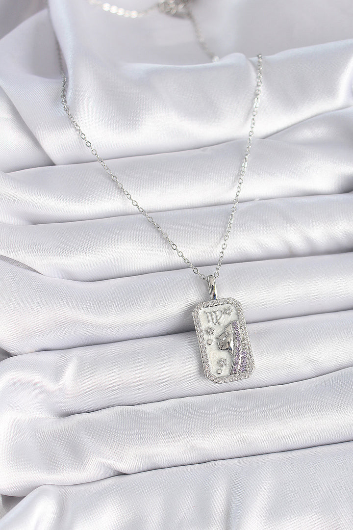 EBJ 316L Stainless Steel Silver Color Virgo Zodiac Sign Necklace with Zircon Stone for Women - Pallíni