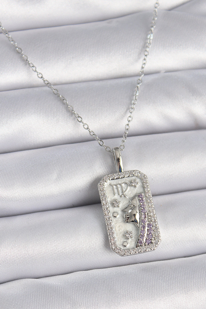 EBJ 316L Stainless Steel Silver Color Virgo Zodiac Sign Necklace with Zircon Stone for Women - Pallíni