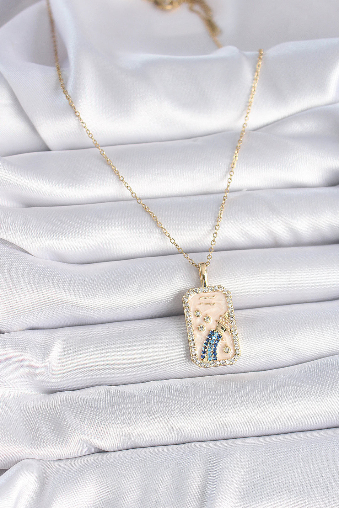 EBJ 316L Steel Gold Color Chain Bucket Pendant with Zircon Stone Women's Necklace - Dinslaken