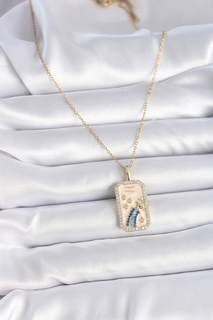 EBJ 316L Steel Gold Color Chain Bucket Pendant with Zircon Stone Women's Necklace - Dinslaken