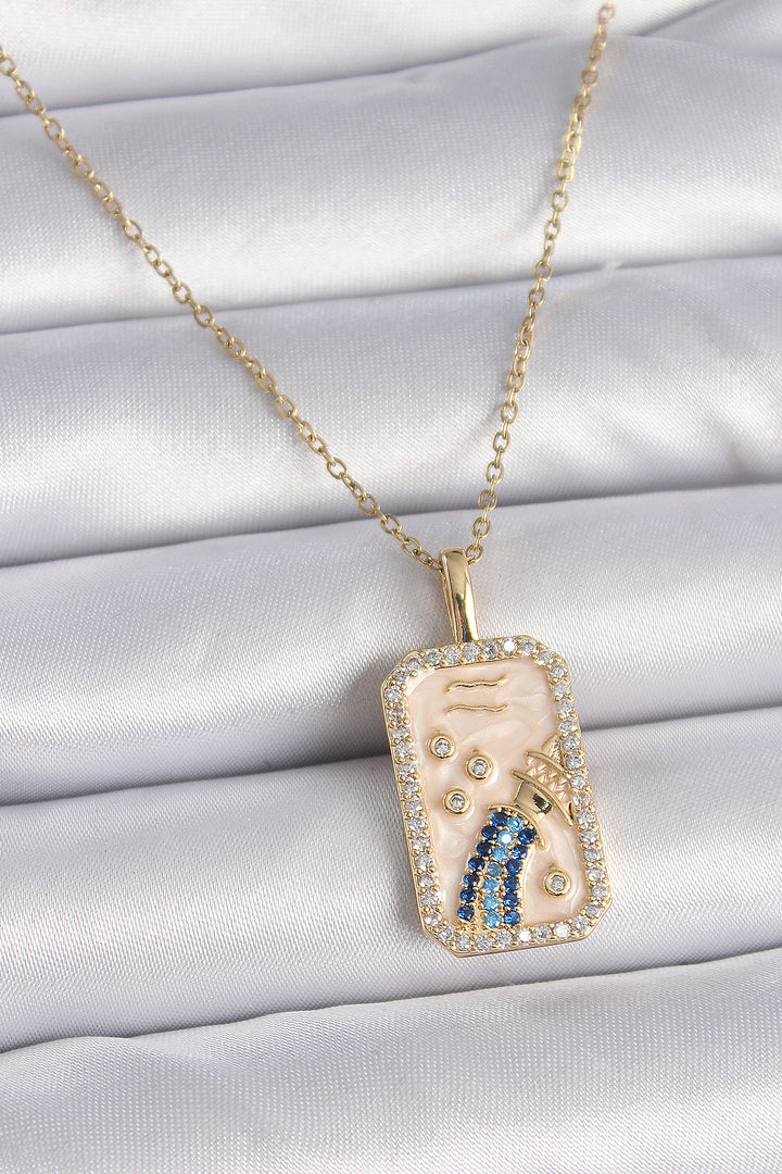 EBJ 316L Steel Gold Color Chain Bucket Pendant with Zircon Stone Women's Necklace - Dinslaken